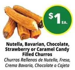 Rancho Markets Nutella, Bavarian, Chocolate, Strawberry or Caramel Candy Filled Churros offer