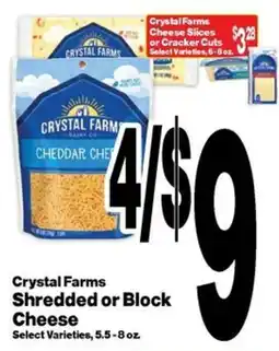 Super Saver Crystal Farms Shredded or Block Cheese offer