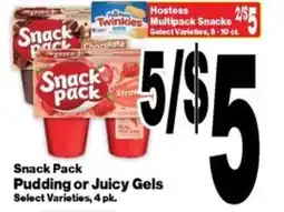 Super Saver Hostess Snack Pack Pudding or Juicy Gels offer