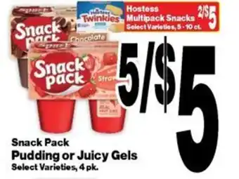 Hostess Snack Pack Pudding or Juicy Gels