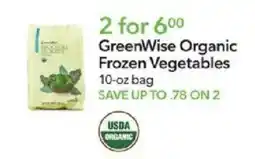 Publix GreenWise Organic Frozen Vegetables offer