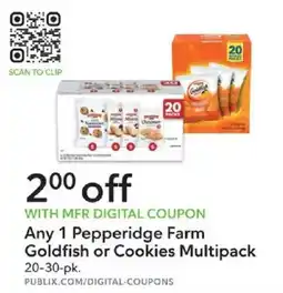 Publix Any 1 Pepperidge Farm Goldfish or Cookies Multipack offer