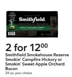 Publix Smithfield Smokehouse Reserve Smokin' Campfire Hickory or Smokin' Sweet Apple Orchard Bacon offer