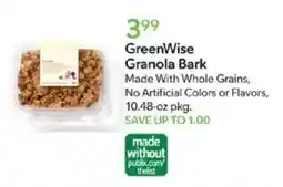 Publix GreenWise Granola Bark offer