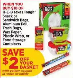 H-E-B H-E-B Texas Tough Snack or Sandwich Bags, Aluminum Foil, Trash Bags offer