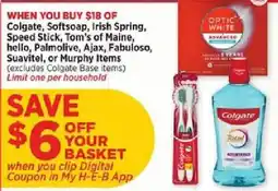 H-E-B Colgate, Softsoap, Irish Spring, Speed Stick offer