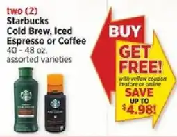 H-E-B Starbucks Cold Brew, Iced Espresso or Coffee offer