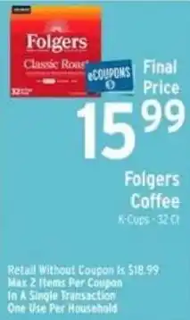 Brookshire's Folgers coffee offer