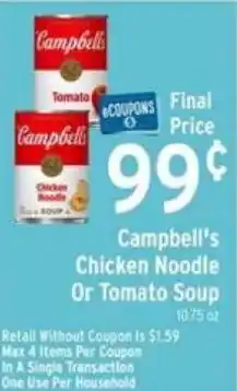Brookshire's Campbell's Chicken Noodle Soup Or Tomato Soup offer