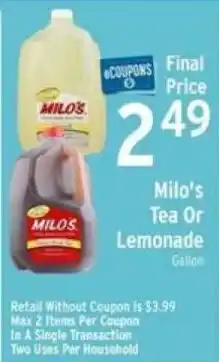 Brookshire's Milo's Tea Or Lemonade offer