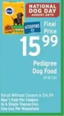 Brookshire's Pedigree Dog Food offer