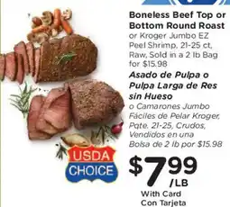Smith's Kroger Jumbo Beef Top or Bottom Round Roast offer