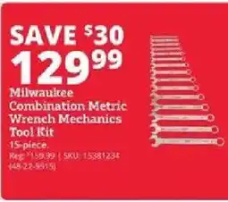 Rural King Milwaukee combination metric wrench mechanics tool kit offer