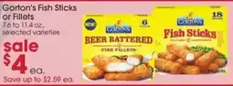 Giant Eagle Gorton's Fish Sticks or Fillets offer