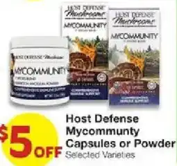 United Supermarkets Host defense mycommunity capsules or powder offer