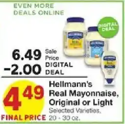 United Supermarkets Hellmann's Real Mayonnaise offer