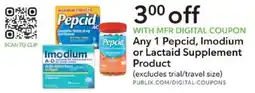 Publix Any 1 Pepcid, Imodium or Lactaid Supplement Product offer