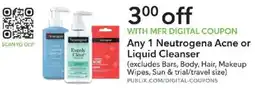 Publix Any 1 Neutrogena Acne or Liquid Cleanser offer