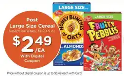 Fry's Post Large Size Cereal offer