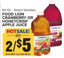 Food Lion Food lion cranberry or honeycrisp apple juice offer