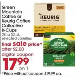 Giant Eagle Green Mountain Coffee or Keurig Coffee Collective K-Cups offer