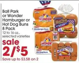 Giant Eagle Ball Park or Wonder Hamburger or Hot Dog Buns offer