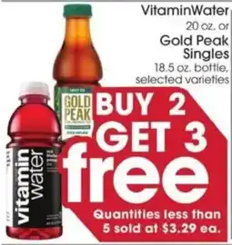 Giant Eagle Vitaminwater or Gold Peak Singles offer