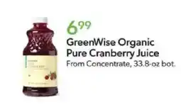 Publix GreenWise Organic Pure Cranberry Juice offer