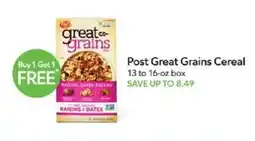 Publix Post great grains cereal offer