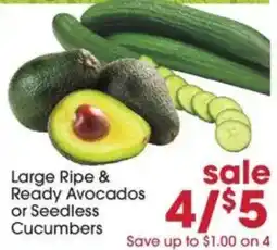 Giant Eagle Large Ripe & Ready Avocados or Seedless Cucumbers offer