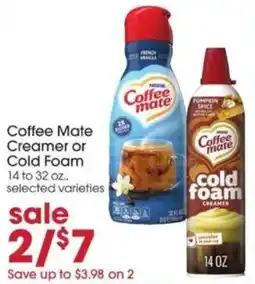 Giant Eagle Coffee Mate Creamer or Cold Foam offer