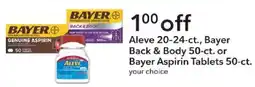 Publix Aleve 20-24-ct., Bayer Back & Body 50-ct. or Bayer Aspirin Tablets 50-ct offer