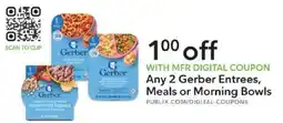 Publix Gerber Entrees, Meals or Morning Bowls offer