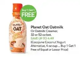 Publix Planet Oat Oatmilk or Oatmilk Creamer offer