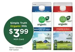 Smith's Simple Truth Organic Milk offer
