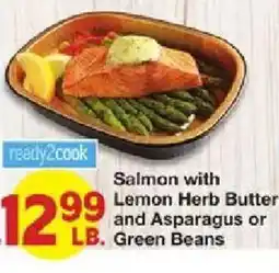 United Supermarkets Ready2cook Salmon with Lemon Herb Butter and Asparagus or Green Beans offer