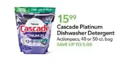 Publix Cascade platinum dishwasher detergent offer