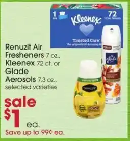 Giant Eagle Renuzit Air Fresheners or Kleenex or Glade Aerosols offer