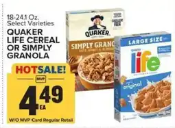 Food Lion Quaker life cereal or simply granola offer