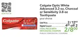 Publix Colgate Optic White toothpaste offer