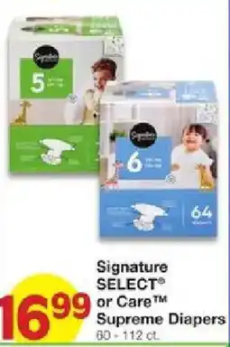 United Supermarkets Signature Select or Care Supreme Diapers offer
