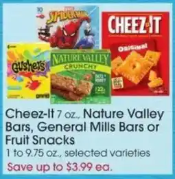 Giant Eagle Cheez-It Nature Valley Bars General Mills Bars or Fruit Snacks offer