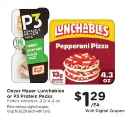 Mariano's Oscar Mayer Lunchables or P3 Protein Packs offer