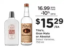 Fry's Tito's, Gran Malo or Absolut offer