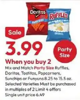 Stater Bros Doritos and Ruffles Party Size offer