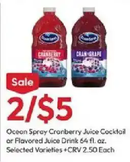 Stater Bros Ocean Spray cranberry juice cocktail or flavored juice drink offer