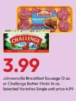 Stater Bros Johnsonville Breakfast Sausage or Challenge Butter Sticks offer