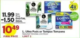 United Supermarkets L. Ultra Pads or Tampax Tampons offer
