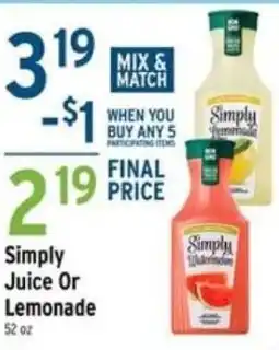 Brookshire's Simply Juice Or Lemonade offer
