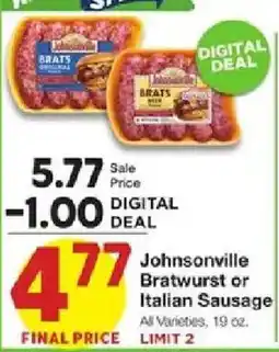 United Supermarkets Johnsonville Bratwurst or Italian Sausage offer